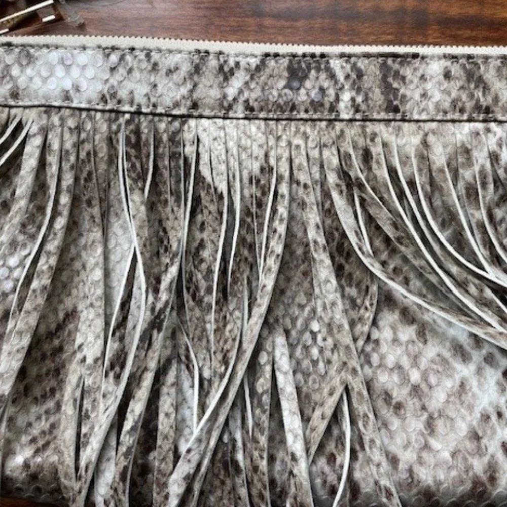 Aldo Snakeskin Faux Leather Wristlet with Fringe NWOT